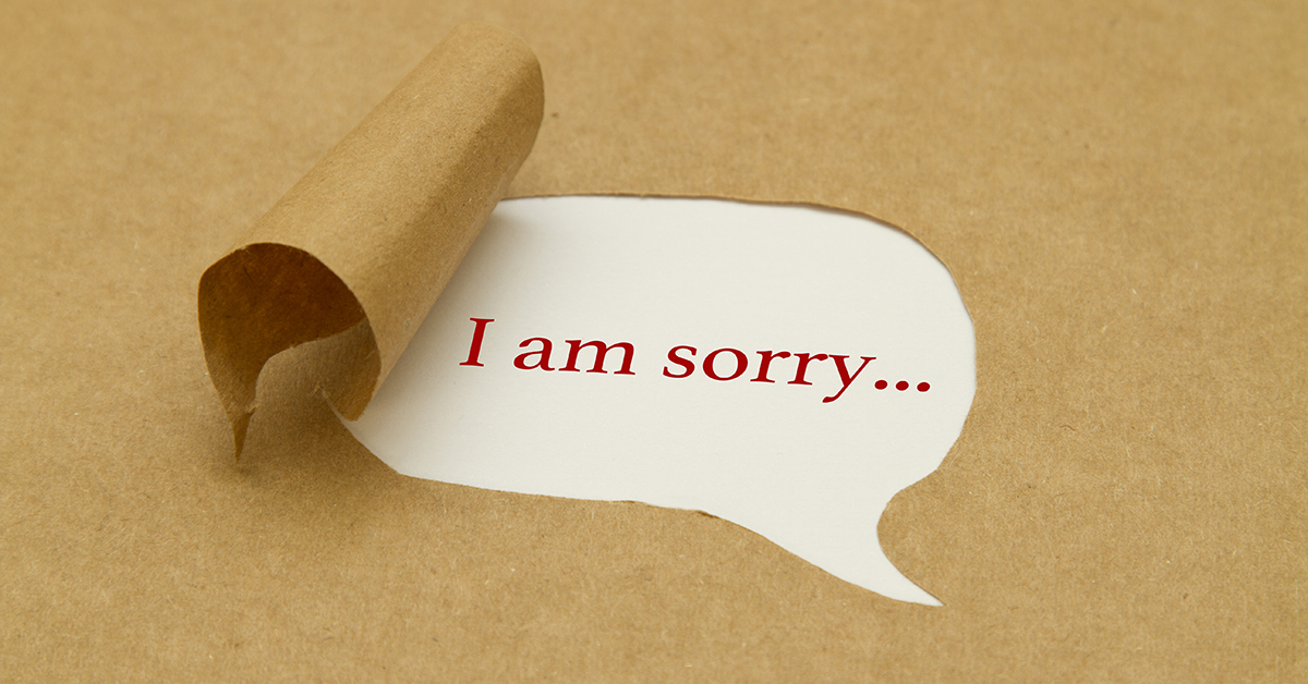 Word balloon saying, "I am sorry..."